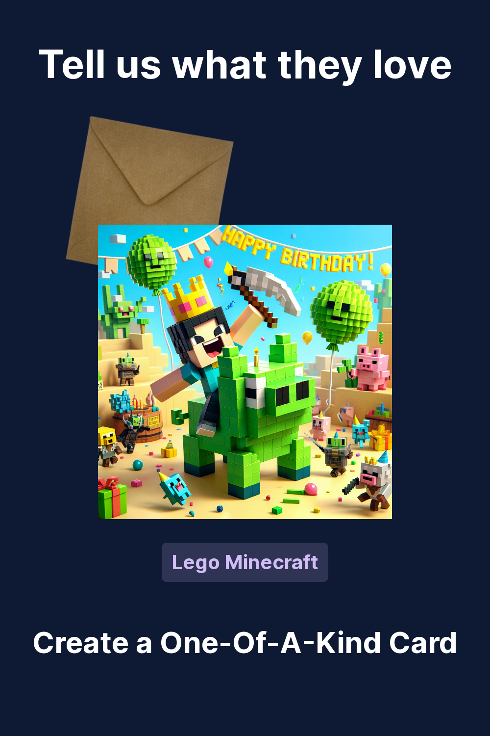 2 Birthday AI Generated Card Lego Minecraft dfe9a
