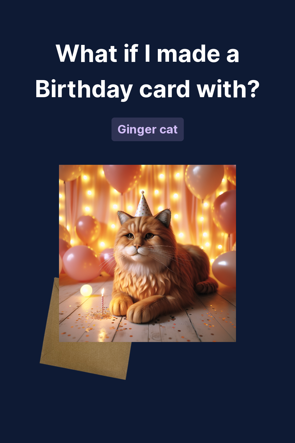 1) Birthday AI Generated Card - Ginger cat (efa6c), image size:1000x1500